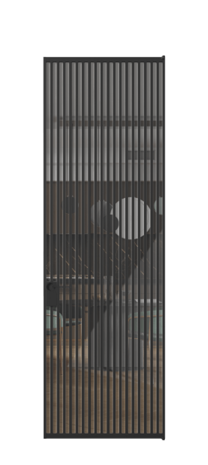 Алюминиевая дверь АЛПЛ040.06 Алюминий Черный Рефлективное прозрачное стекло "Стопсол", калёное Цена 236870  | Volhovec