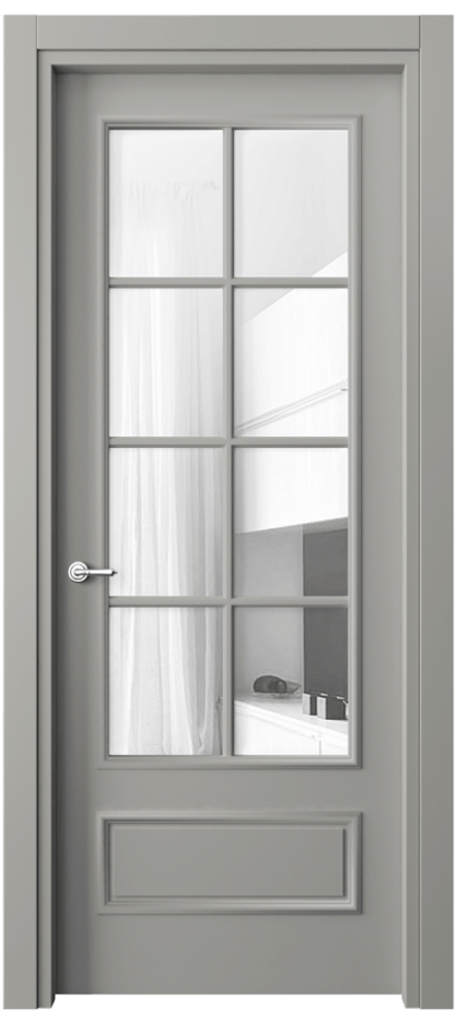 Межкомнатная дверь Париж 8112 Матовый нейтральный серый Прозрачное стекло Цена 80199 ₽| Volhovec