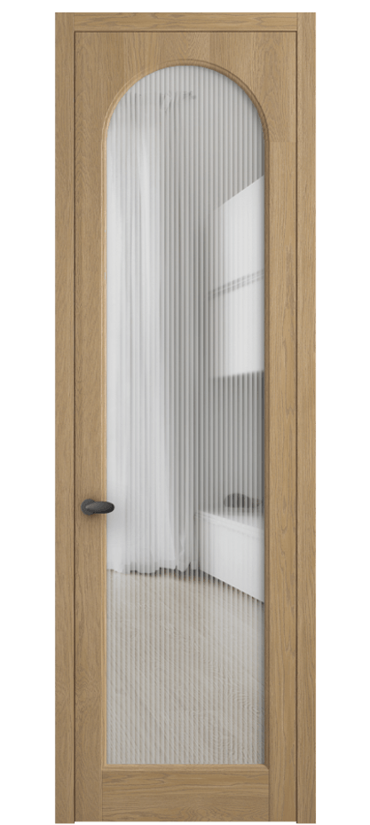 Межкомнатная дверь Палаццо 6804 Дуб соломенный матовый Рифлёное стекло "Мору", триплекс Цена 160529 ₽ | Volhovec