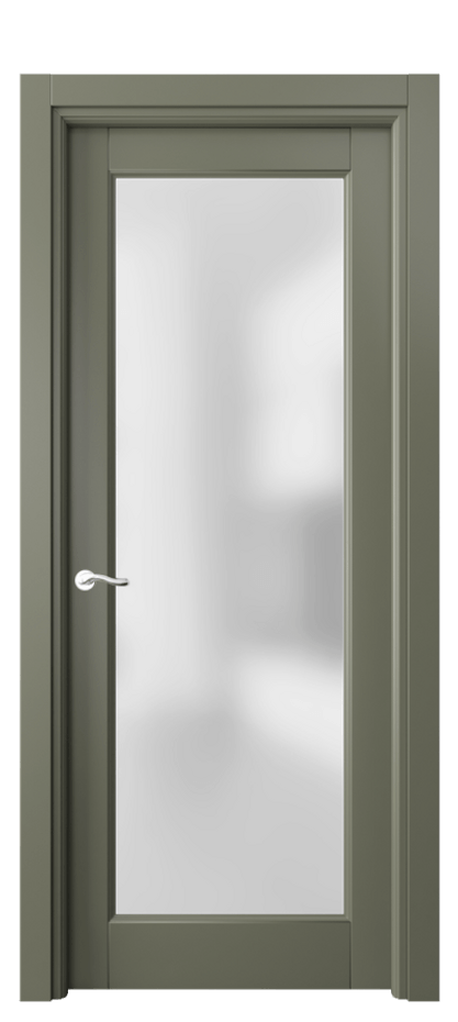 Межкомнатная дверь Лигнум 0700 Матовый оливковый тёмный Сатинированное стекло Цена 98999 ₽ | Volhovec