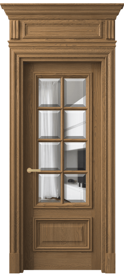 Межкомнатная дверь Антик 7316 Дуб мускатный матовый Прозрачное стекло с фацетом Цена 303489 ₽ | Volhovec