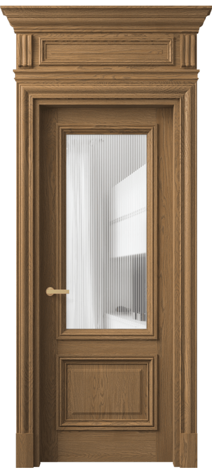 Межкомнатная дверь Антик 7302 Дуб мускатный матовый Рифлёное стекло "Дюна", триплекс Цена 277289 ₽ | Volhovec