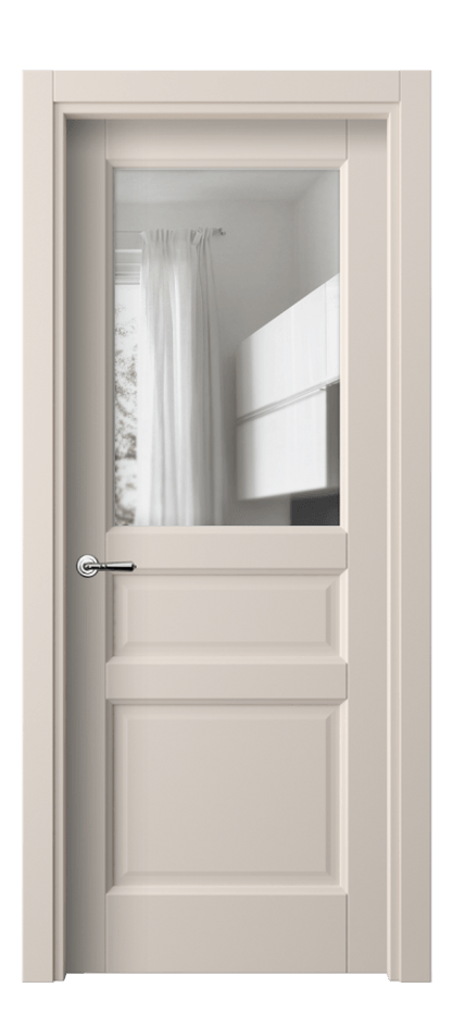 Межкомнатная дверь Галант 1432 ПЭТ пудровый бежевый Прозрачное стекло Цена 34999 ₽ | Volhovec