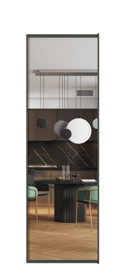 Алюминиевая дверь АЛПЛ040.01 Графитовый Прозрачное стекло "Кристал Вижн", калёное Цена 164070  | Volhovec