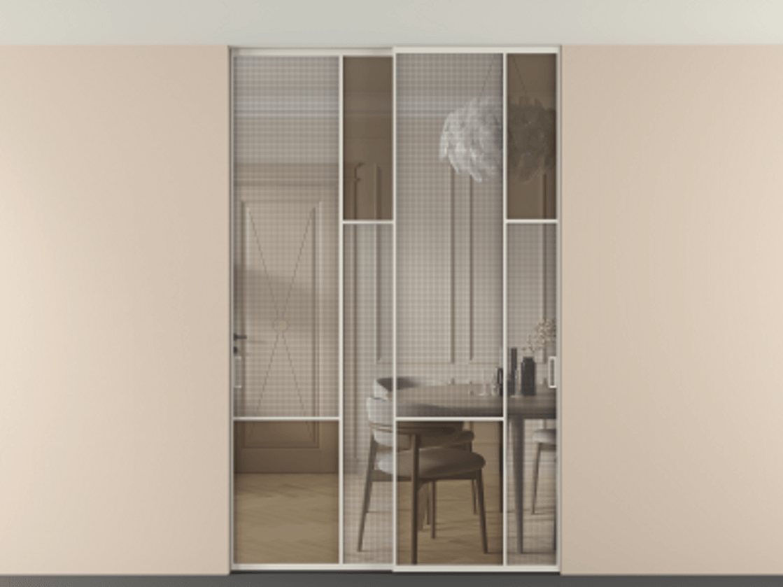 Перегородка Mosaic внутри проема двустворчатая в потолок #VENDORCODE# #FURNISH# #GLASS# Цена #PRICE# #CURRENCY# | Volhovec