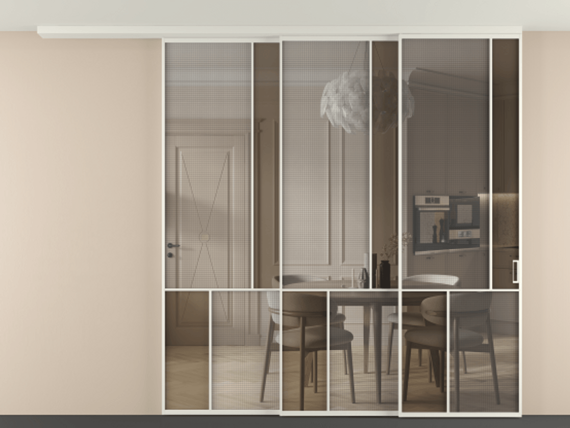 Перегородка Mosaic вдоль стены телескопик синхро-3 #VENDORCODE# #FURNISH# #GLASS# Цена #PRICE# #CURRENCY# | Volhovec