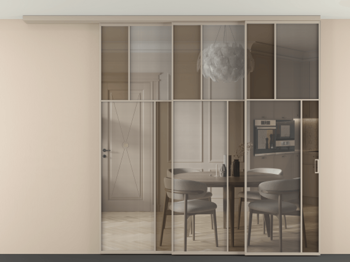 Перегородка Mosaic вдоль стены телескопик синхро-3 #VENDORCODE# #FURNISH# #GLASS# Цена #PRICE# #CURRENCY# | Volhovec
