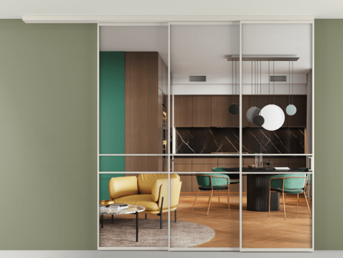 Перегородка Formato вдоль стены на потолок телескопик синхро 3 #VENDORCODE# #FURNISH# #GLASS# Цена #PRICE# #CURRENCY# | Volhovec
