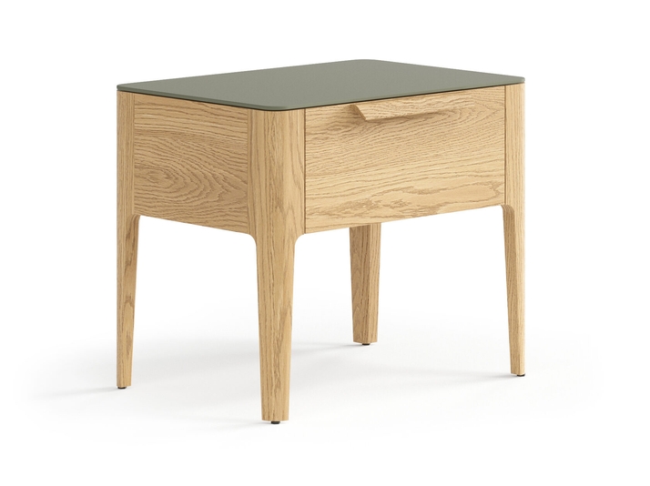 Мебель Тумба прикроватная Пьега 1 ящик. Цвет Дуб соломенный матовый. Материал Массив дуба матовый. Коллекция Тумба прикроватная Пьега 1 ящик. Картинка.