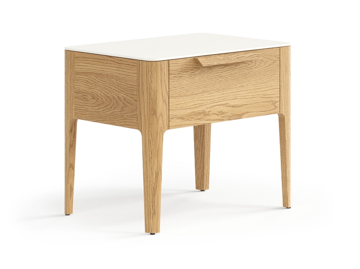 Мебель Тумба прикроватная Пьега 1 ящик. Цвет Дуб пшеничный матовый. Материал Массив дуба матовый. Коллекция Тумба прикроватная Пьега 1 ящик. Картинка.