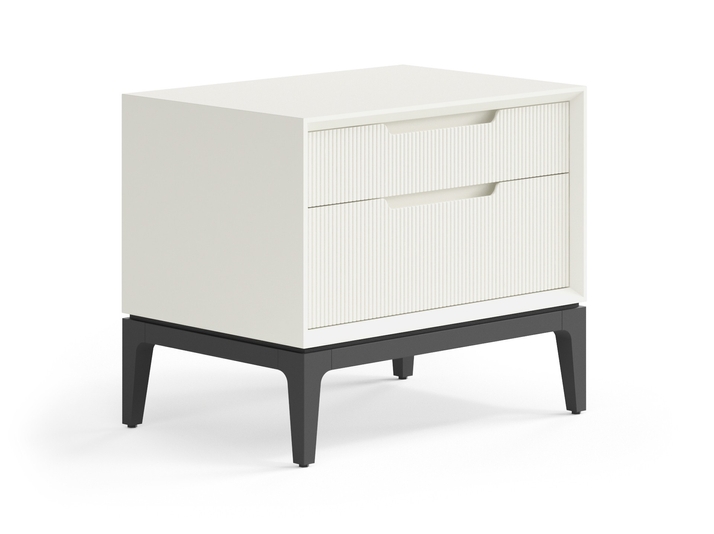 Мебель Тумба прикроватная Вельвет 2 ящика. Цвет Матовый молочно-белый. Материал Гладкая эмаль. Коллекция Тумба прикроватная Вельвет 2 ящика. Картинка.
