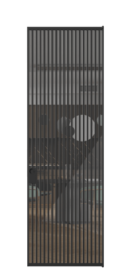 Дверь межкомнатная АЛПЛ040.06 ЧРН Алюминий Черный Stopsol Clear прозрачное. Цвет Алюминий Черный. Материал Алюминий. Коллекция Формато. Картинка.