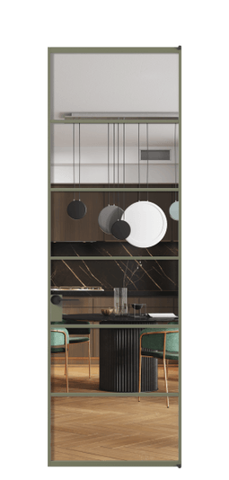 Дверь межкомнатная АЛПЛ040.04 Crystalvision АОТ. Цвет Алюминий оливковый тёмный. Материал Алюминий в эмали. Коллекция Формато. Картинка.