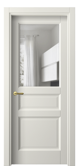 Дверь межкомнатная 1432 МЖМ Прозрачное стекло. Цвет Матовый жемчужный. Материал Гладкая эмаль. Коллекция Галант. Картинка.