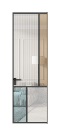 Дверь межкомнатная АЛПЛ041.21 ГР Графитовый 4 стекла. Цвет Графитовый. Материал Алюминий металлик. Коллекция Мозаик. Картинка.