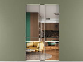 Алюминевая перегородка АЛПР 040.02 ММБ Crystalvision. Цвет Алюминий молочно-белый. Материал Алюминий в эмали. Коллекция Перегородка Формато скрытый пенал 2 створки. Картинка.